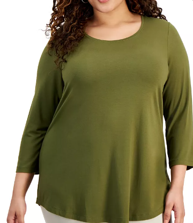 JM Collection Plus Size Scoop Neck Top