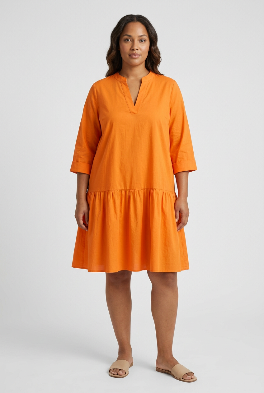 Orange dress on a model